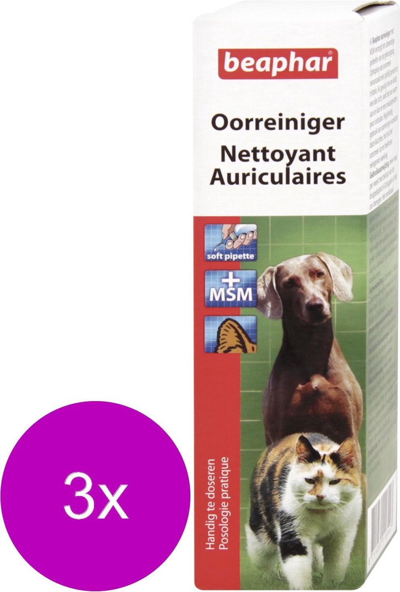 Beaphar Oorreiniger - Oorverzorgingmiddel - 3 x 50 ml