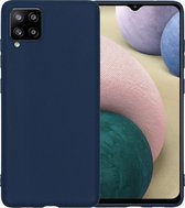 Samsung Galaxy A12 Hoesje Siliconen Case Cover - Samsung A12 Hoesje Cover Hoes Siliconen - Donker Blauw