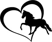 Autosticker Love Horse - 12 * 15 cm | Sticker voor Laptop, Muur, Auto, Koelkast | Paard - Pony | GoedeDoelen.Shop | Sticker Paardrijden