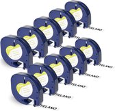 Dappaz - 10 stuks Compatible Papieren Label Tape 91200 Geschikt voor Dymo LetraTag Labelprinter - Zwart op Wit - 12 mm x 4 m - S0721510