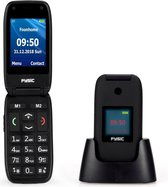 Fysic Senioren mobiele klaptelefoon - 2.4” kleurendisplay, FM radio en SOS functie - Zwart + Simkaart
