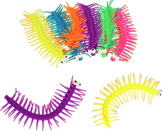 Fidget Toys stressbal worm - Stretch duizendpoot - Rubber - 30 cm