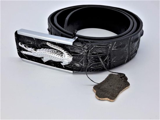 Sterling zilver lederen buckle riem  Bloem  zwart