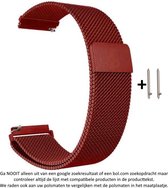 Rood Metalen sporthorloge band Milanees voor bepaalde 20mm smartwatches van verschillende bekende merken (zie lijst met compatibele modellen in producttekst) - Maat: zie foto – 20 mm red milanese smartwatch strap
