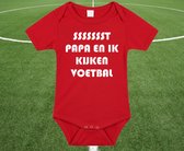 Rompertjes baby - papa en ik kijken voetbal - baby kleding met tekst - kraamcadeau jongen - maat 92 rood