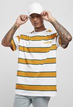 Starter Heren Tshirt -M- Starter Logo Striped Wit/Geel