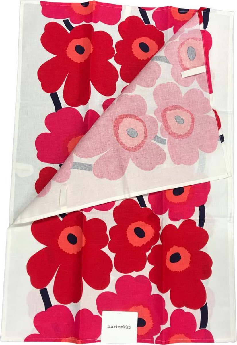 Marimekko set van 2 theedoeken Unikko Rood