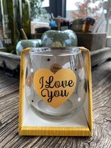 Water-wijnglas met hartje en de tekst I love you / cadeau / vaderdag / moederdag / verjaardag / Valentijnsdag / liefde / vriendschap