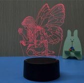 3D nachtlamp engel - led nachtlampje - 3D led kinderlamp 7 kleuren – kindernachtlamp - engel lamp - engel nachtlamp