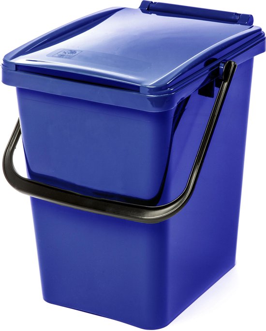 Kliko afvalbak 10 liter - blauw - met deksel - papier - restafval - 30 cm hoog - PMD- afval scheiden - 10 l
