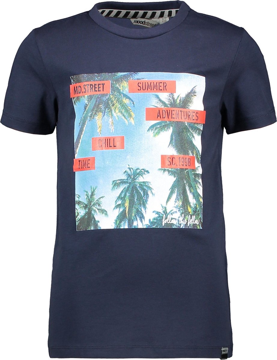Moodstreet shirt met korte mouwen blauw met print voor jongens - maat 86/92