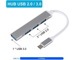 USB C HUB – 4x USB output – 1x USB 3.0, 3x USB 2.0