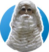 Sinterklaas Baardsel met pruik, snor en wenkbrauwen en baardlijm | Model TV Synthetisch | Baard van Sinterklaas | Natuurlijke uitstraling