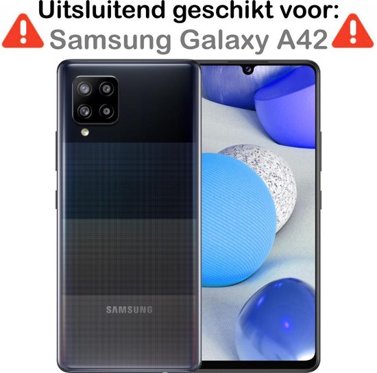 Samsung Galaxy A42 met tekst 'Uitsluitend geschikt voor: Samsung Galaxy A42'