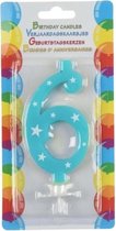 Free And Easy Verjaardagskaars Ster 6 Jaar 20 Cm Wax Blauw