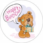 Étiquette de souhait - Tampon scellant - Étiquettes ours Happy anniversaire - 40 mm - 200 pièces