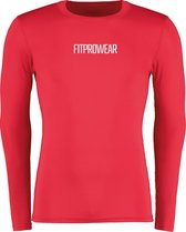 FitProWear Compressieshirt Lange Mouwen  Heren - Rood - Maat L - Baselayer - Sportshirt - Fitness shirt - Slim Fit Sportshirt - Warmteshirt - Compressie - Stretch shirt - Ondershir