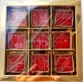 Chocolaterie Ickx Handgemaakte Chocolade bonbons - Frambozen smaak- in luxe cadeauverpakking - Valentijn - 9 stuks