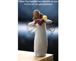 Urn gedenkbeeldje You are Loved met hand geblazen mini urn-Hand geblazen mini urn met crematie- as vast in glas verwerkt óf haarlokje met haartjes intact in mini urn verwerkt-Crematie- as \ haren verwerking van uw dierbare-Urn-Gedenken