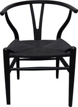 Wishbone stoel zwart met zwarte zitting - H. Wegner - replica - essenhout -y - stoel