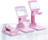 Bureau Telefoon Stand, Telefoon Houder Stand, Met spiegel, Verstelbare, Opvouwbare, Roze, Mobiel, Smartphone, Tablet, Pad, BS Shop