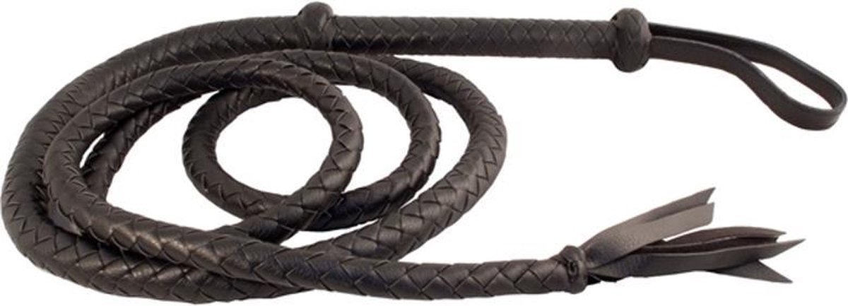 Goedkoopste Arabische zweep 250 cm - leer - nylon - zwart