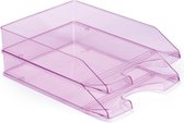 4x stuks Brievenbakjes transparant roze A4 formaat - Kantoor postbakjes - Organiseren en opruimen