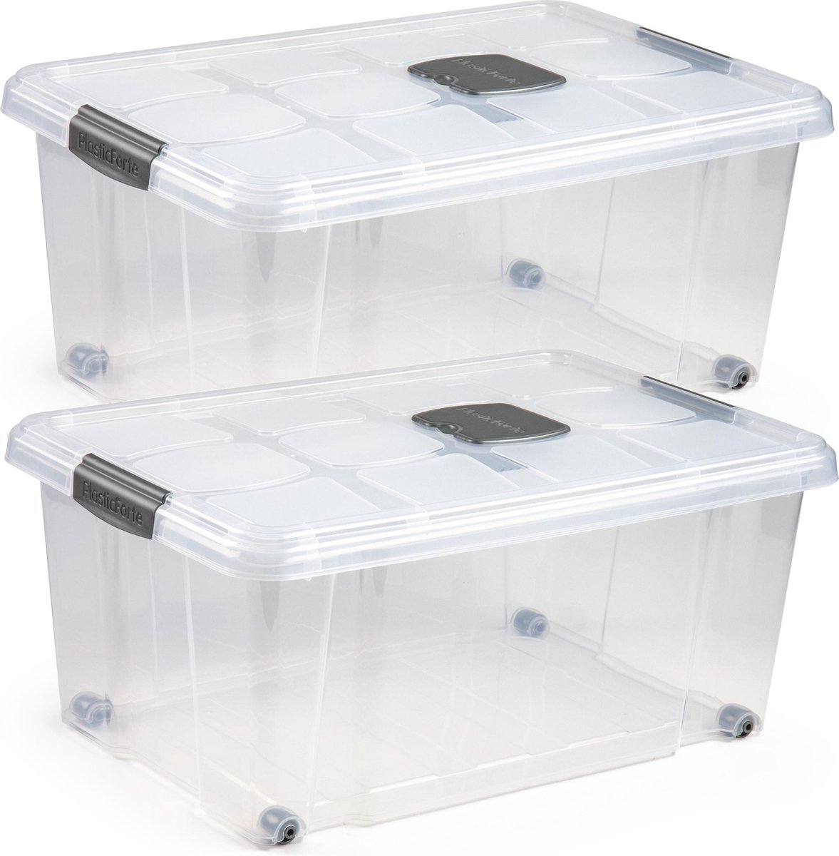 2x boîtes de rangement/bacs/organisateurs avec couvercle 25 litres de 42 x  36 x 25 cm