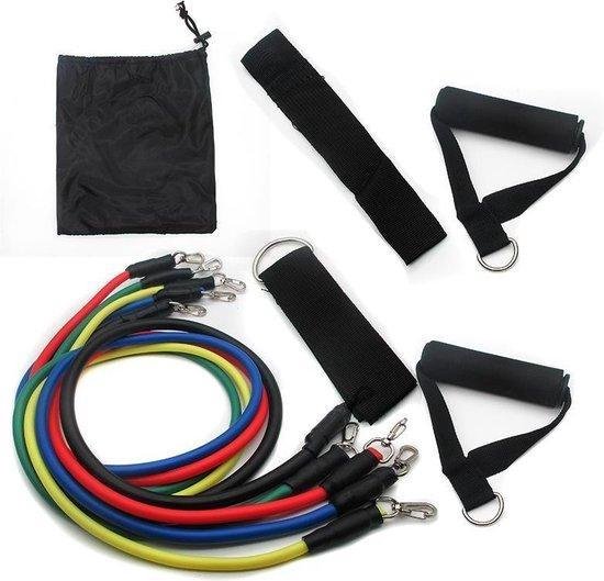 Fitness elastiek set Resistance bands incl. waterdichte draagtas en