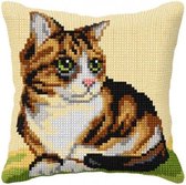 Kruissteek kussen 40x40 cm - Poes - Kat
