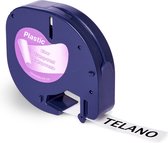 Telano' étiquettes en plastique Telano® pour imprimante d'étiquettes Compatible Dymo LetraTag 12267 - Zwart sur transparent - 12 mm x 4 m - 1 pièce