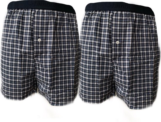 Embrator 2-stuks mannen Boxershorts geweven katoen donkerblauw/wit maat XXL