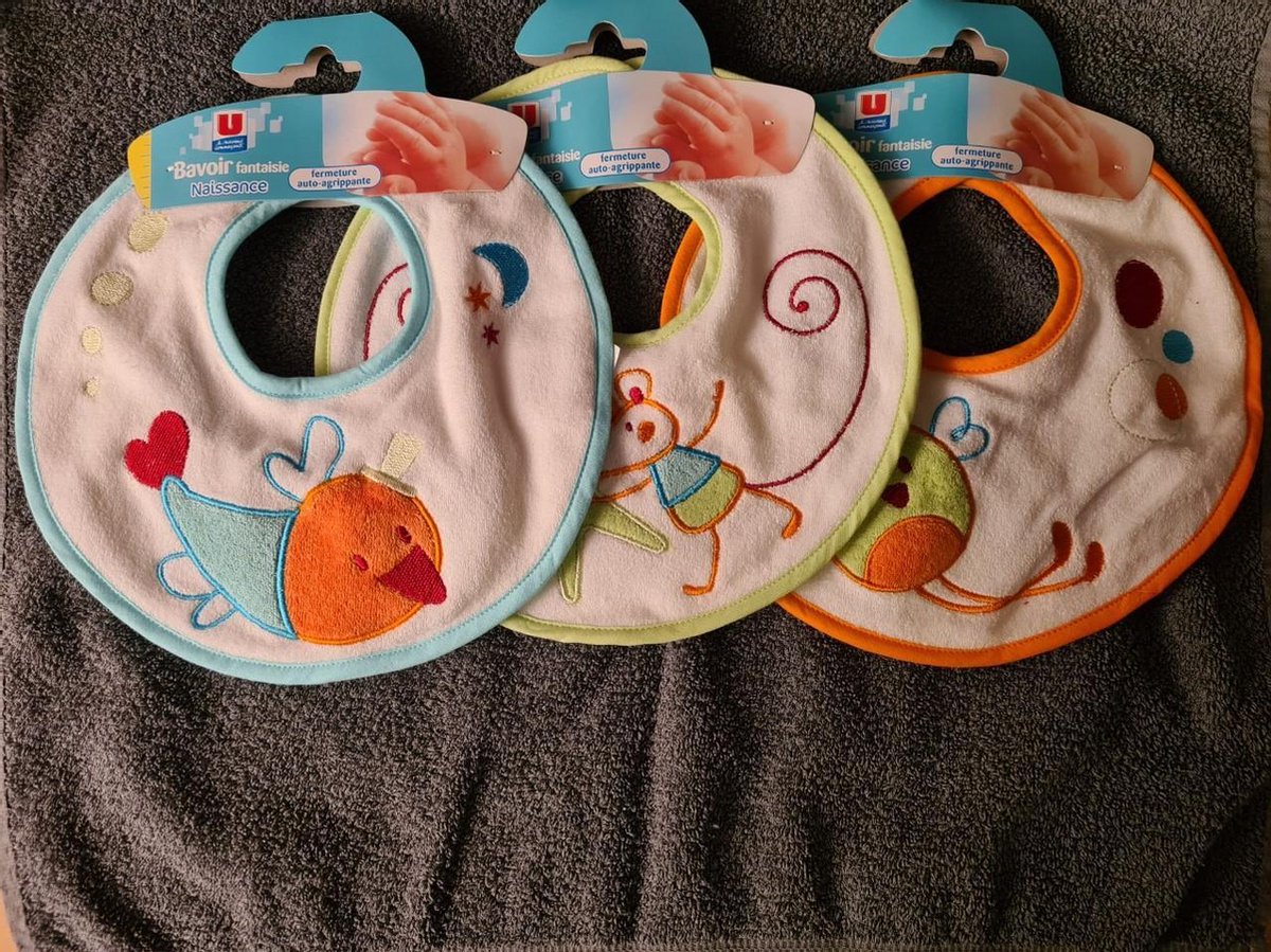 Goedkoopste baby slabbetje fantasie met piepertje set van 3