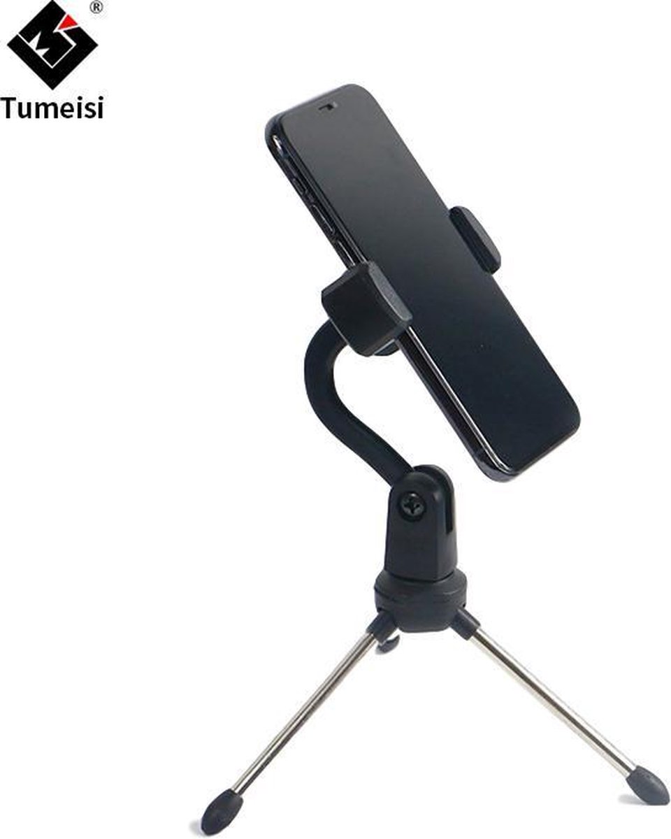 NÖRDIC MFK-019 Universele standaard en houder voor smartphones, 6 tot 10 cm, 360 graden draaibaar, Zwart