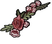 Rozen Tak Strijk Embleem Patch Bordeaux Rood Roze Groen 26 x 12 cm Links