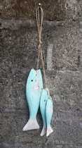 Tros vissen (3) Turquoise van hout Ibiza style