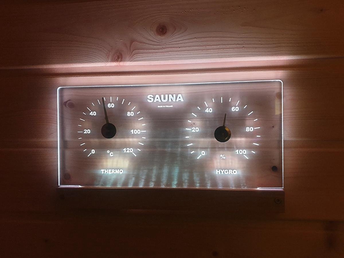 Saunia - Led - Thermo- & Hygrometer - 12V - Warm wit - saunia