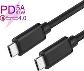 DrPhone PDTC1 – Power Delivery  - 5A 87W - Samsung – Google – Nintendo -Mac - Quick Charge 4.0 USB C – OTG- USB-C - Type-C Kabel – 1 Meter - Zwart