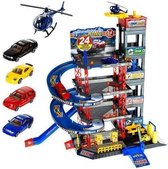 Speelgoed Parkeergarage - Kinderspeelgoed- 4 Etages- 4 Auto's en 1 Helikopter