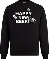 Sweater zonder capuchon - Trui - Happy new Year -  Sweater - Vest - Jumper - Ronde Hals Sweater - Oud&Nieuw - Jaarwisseling - Happy Holidays - Zwart - Happy New Beer - L