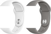 2 sport bandjes geschikt voor Apple Smartwatch 42/44 mm S/M – YOUNIQ – Wit & Donker Grijs – iWatch Series 1/2/3/4/5/6/SE - Horloge Band Straps geschikt voor Apple watch