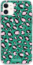 Fooncase Hoesje Geschikt voor iPhone 12 Mini - Shockproof Case - Back Cover / Soft Case - Luipaard / Leopard print / Groen