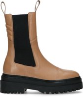 Sacha - Dames - Camel leren chelsea boots met detail - Maat 41