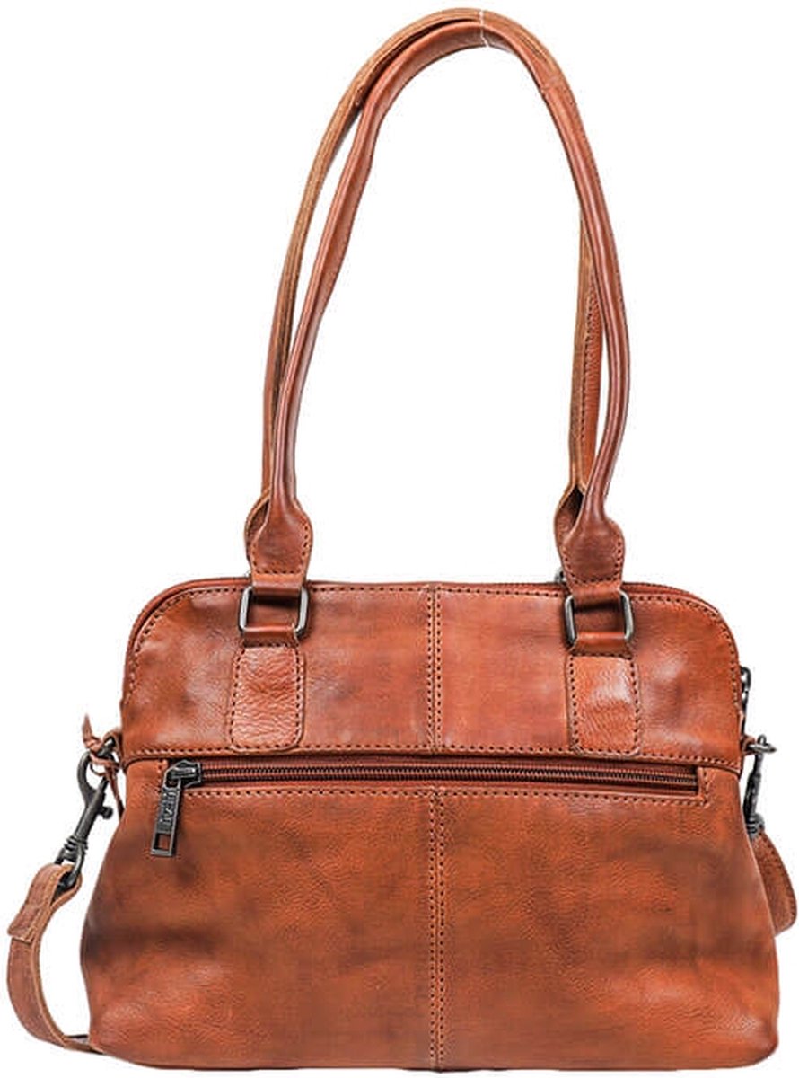 Bear Design Petra Leren Handtas Schoudertas Cognac bol