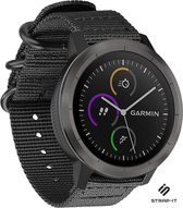Nylon Smartwatch bandje - Geschikt voor  Garmin Venu nylon gesp band - zwart - Strap-it Horlogeband / Polsband / Armband