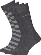 HUGO BOSS Block Stripe (2-pack) - herensokken katoen - antraciet en gestreept -  Maat: 43-46