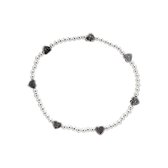 Bracelet femme | Bracelet en argent avec perles et coeurs décorés