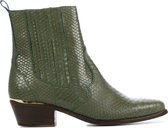 Lina Locchi Vrouwen Leren Crocoprint Cowboy Laarzen  / Western Boots L1039 - Khaki - Maat 36
