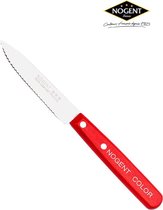 Couteau à légumes Nogent 9 cm tranchant dentelé avec manche en bois rouge