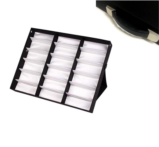 Fliex - Brillendoos - koffer zonnebrillen - 18stuks - zwart - Fliex